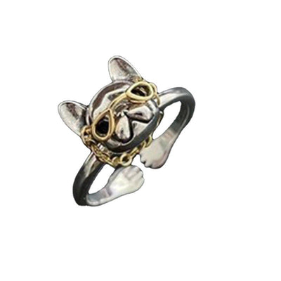 【Rings】可愛い フレンチブルドッグ メガネ 犬 リング