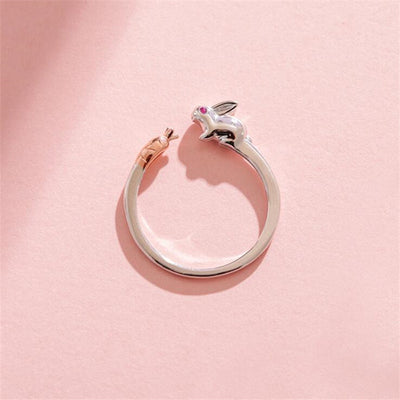 【Rings】可愛い 立体  兎＆にんじん 韓国 人気 ウサギ うさぎ リング