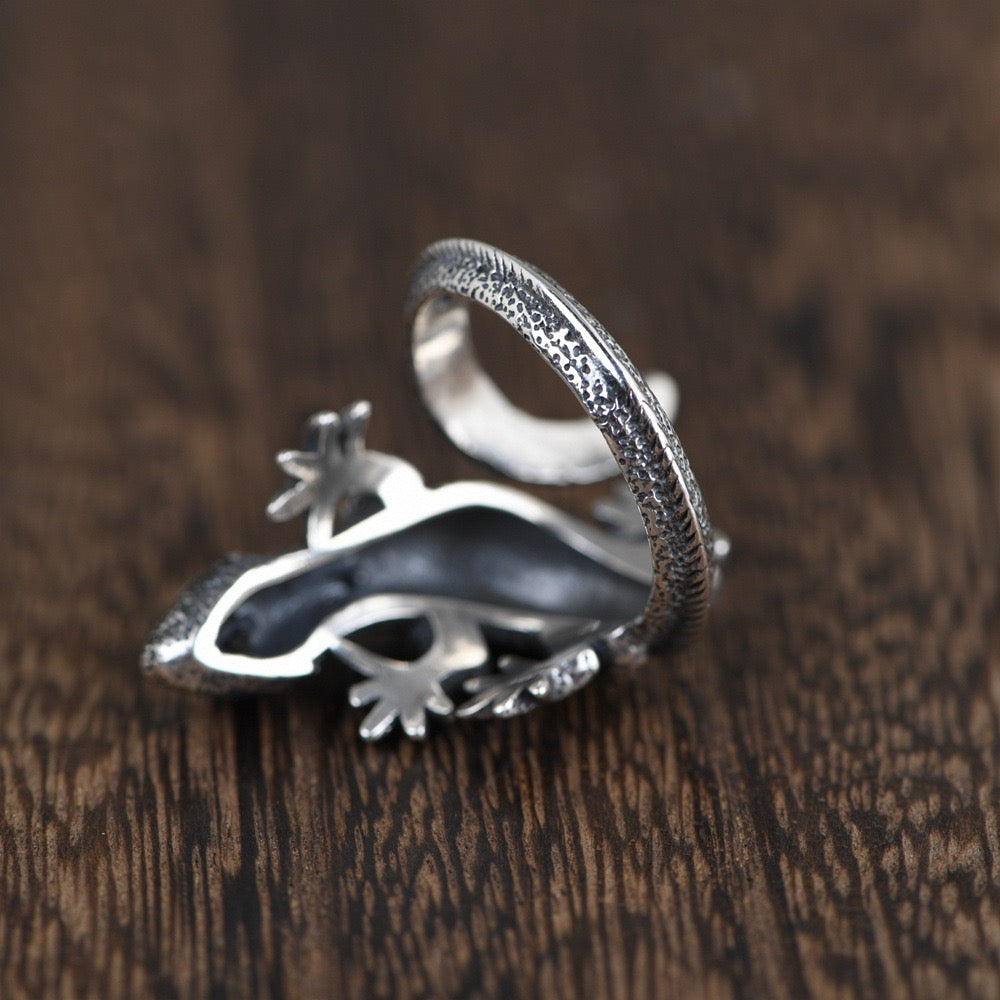 【Rings】個性 赤眼 トカゲ メンズリング シルバーリング