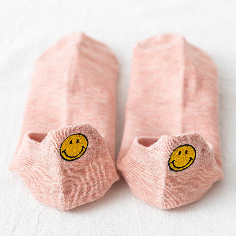 【Socks】可愛いスマイル刺繍レディースソックス