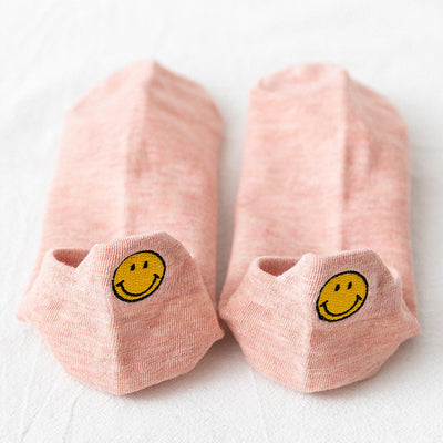 【Socks】可愛いスマイル刺繍レディースソックス